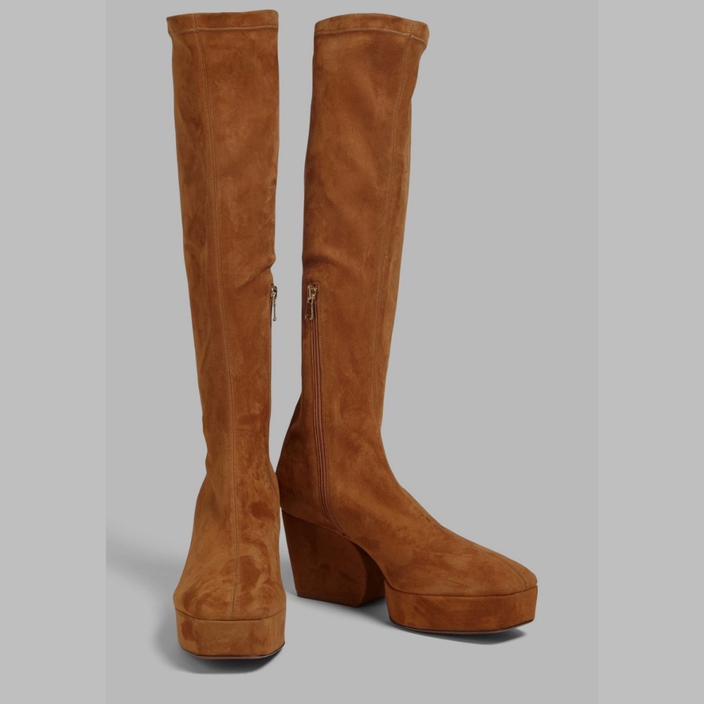 Zimmermann Tan Suede Platform Knee Boots